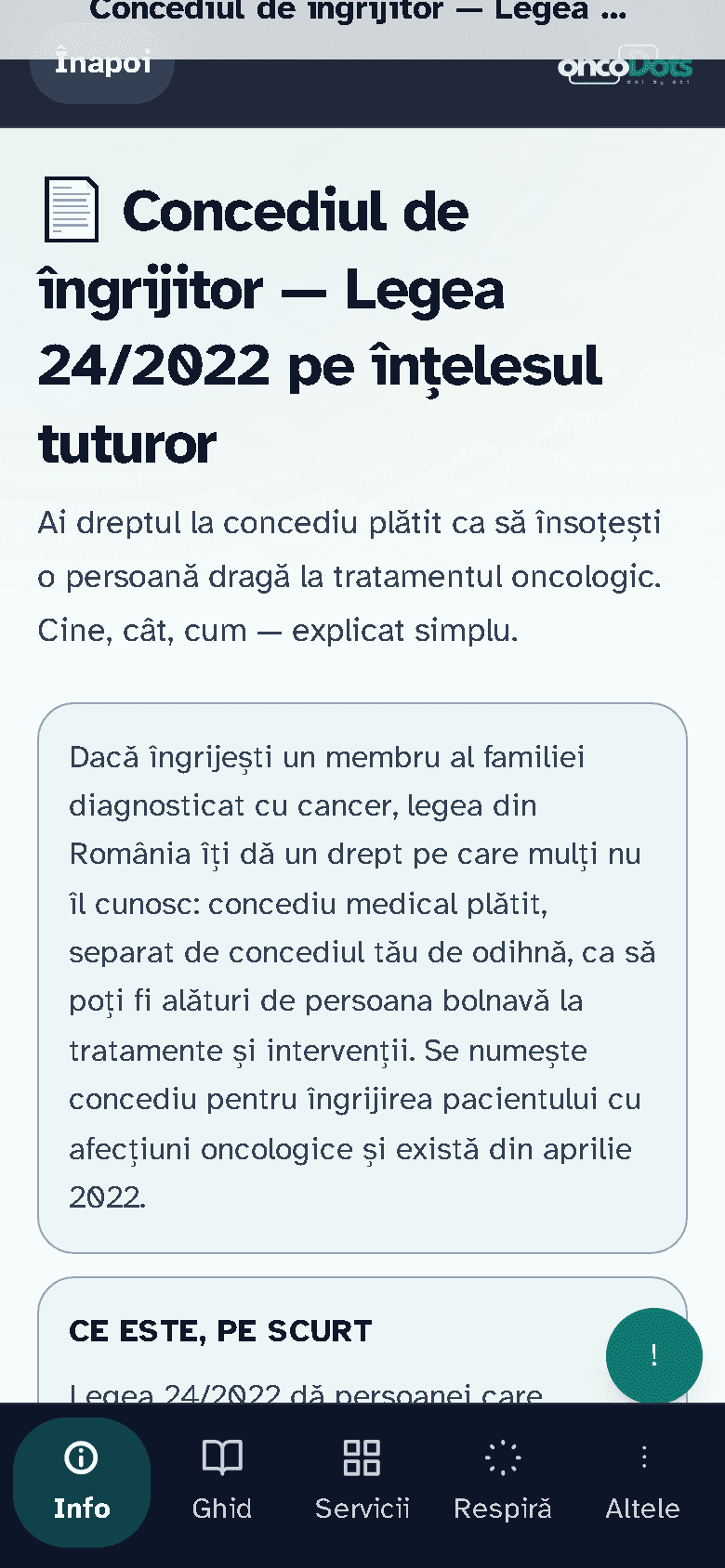 Ghid pentru îngrijitori